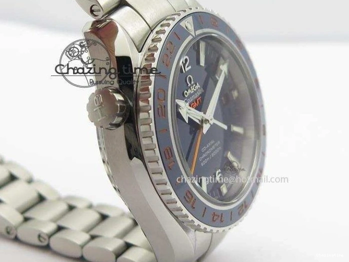 1218 Planet Ocean GMT 43.5mm V6F Goodplanet Orange Marker Blue Dial On SS Bracelet A ModernLook 8215